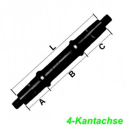 Achse Tretlager 4 Kant  33 / 55 / 35 x 122 mm Restbestand