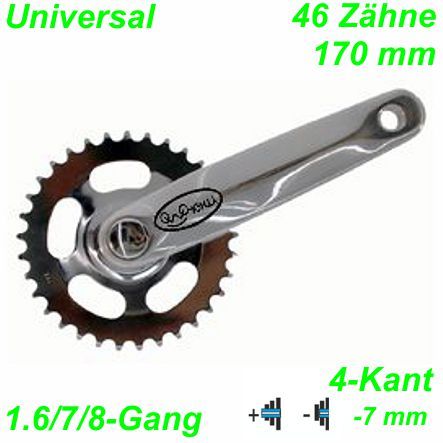 Kettenrad Garnitur 170mm 46 Zähne 1/2 x 3/32 -7mm Custom