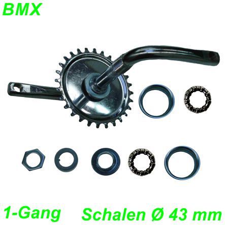 Kettenrad Garnitur 28 Zähne 100 mm mit Konus Schale Ø 43 mm u. Kugelring 14 Zoll