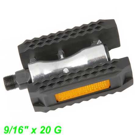 Pedalen Rückstrahler 9/16 x 20G Classic Modell Block schwarz m. Refl. per Paar