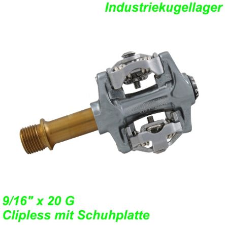 Pedalen Clipless mit Schuhplatte 9/16 x 20G CNC Titanium-Achse Industrielager 218 gr.