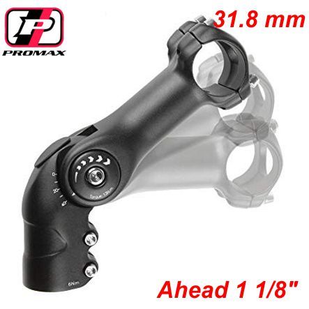 Lenkervorbau Ahead 1 1/8 x 85 mm Ø 31.8 mm verstellbar 10-90° alu mattschwarz