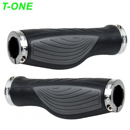 Fahrrad Griff T-one EZ Ø 22 x 130 mm schwarz/grau per Paar 2-Lock Sys.