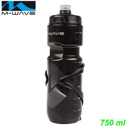 Bidon Trinkflasche 750 ml Plastik schwarz M-Wave