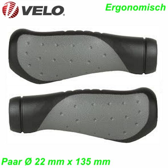 Fahrrad-Griff Aero Ergonomic Ø 22 x 135 mm schwarz/grau per Paar