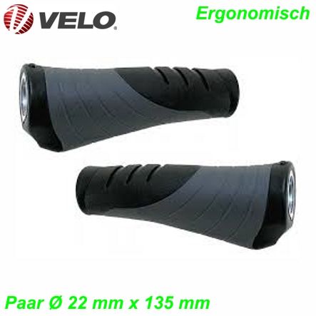 Fahrrad-Griff Schraubbefest. Ergonomic Ø 22 x 135 mm schwarz/grau per Paar