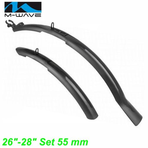 M-Wave Schutzblechset 26-28 55mm mit Spritzschutz schwarz V-Brake