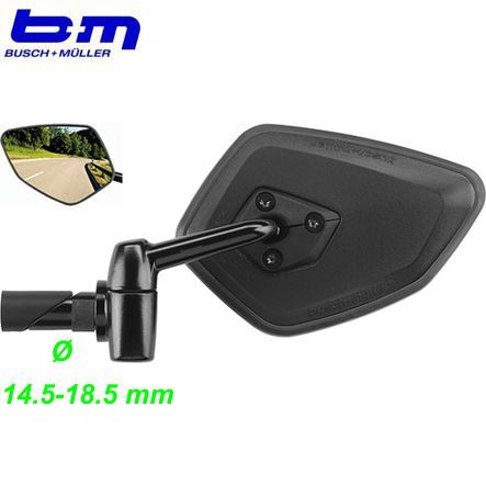 BM E-Bike Lenkerrückspiegel eckig 80mm klappbar Innen Ø14.5-18.5 mm E913/712