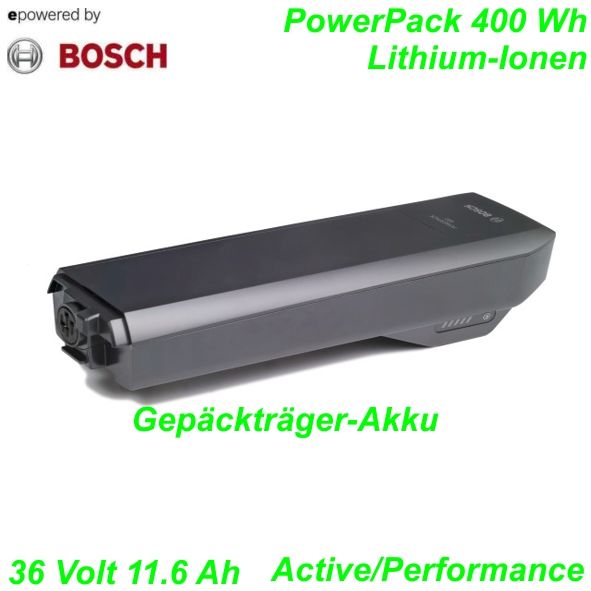 Bosch Gepäckträgerakku PowerPack 400Wh 36V 11.6Ah Active/Performance/Cargo