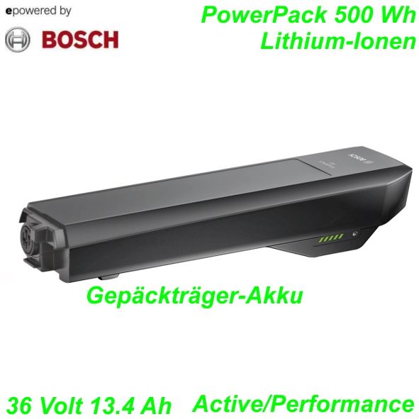 Bosch Gepäckträgerakku PowerPack 500Wh 36V 13.4Ah Performance Anthrazit