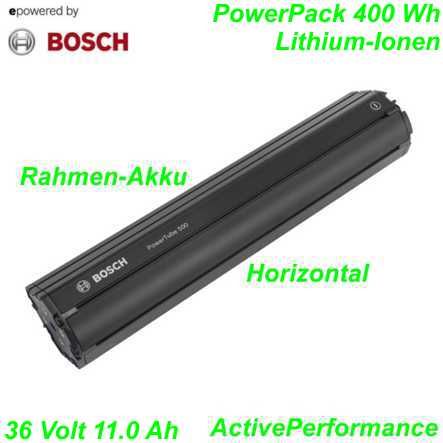 Bosch Rahmenakku PowerPack 400 W 36 V 11.0 Ah Horizontal schwarz Li-Ionen
