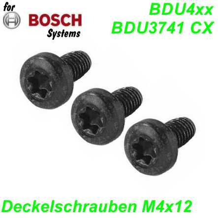Bosch Befestigungsschraube Deckel 3xM4 x 12 mm BDU450P CX 490P BDU3741 CX