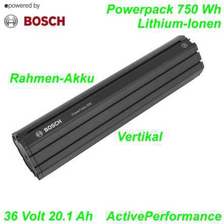 Bosch Rahmenakku PowerPack 750 W 36 V 20.1 Ah Vertikal schwarz Li-Ionen
