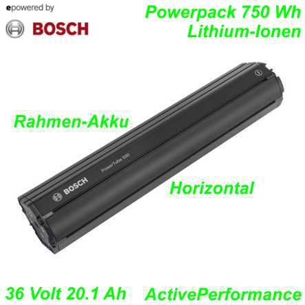 Bosch Rahmenakku PowerPack 750 W 36 V 20.1 Ah Horizontal schwarz Li-Ionen