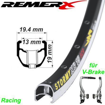RemerX Felge Stormy schwarz 32 Loch 700 C doppelgeöst