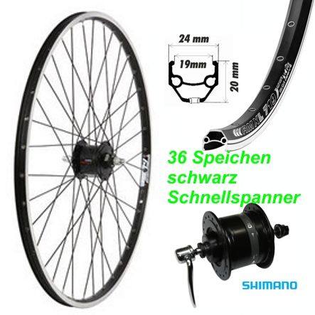 Vorderrad Nexus 26 schwarz V-Brake Nabedynamo DHC3000 mit Schnellspanner