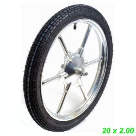 Anhänger Rohrspeichenrad 20 x 2.125 Achse Ø 12 x 100/130 mm mit Bereifung