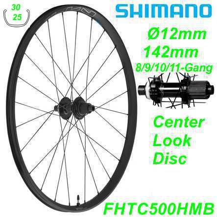 Hinterrad FHTC500HMB schwarz 28/29 Ø12/142mm 8-11G Steckachse Center-Lock 32-L Felge/Speichen/Nabe