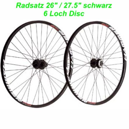 Hammer Radsatz vorne/hinten 6-Loch Disc 26 Felgen/ Naben/Speichen schwarz