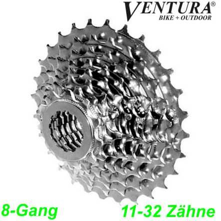 Kassette Ventura 8-G 11-32 Zähne silber CS Shimano kompatibel