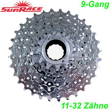 Kassette Sunrace 9-G 11-32Zähne silber CS Shimano kompatibel