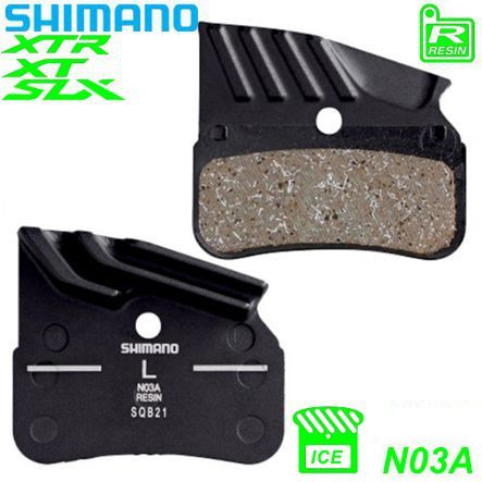 Shimano Bremsbeläge N03A Resin mit Lamellen Kustharz mit Feder und Clip Paar Blister