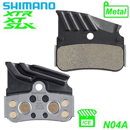 Shimano Bremsbeläge N04C Resin mit Lamellen Metal mit Feder und Clip Paar Blister