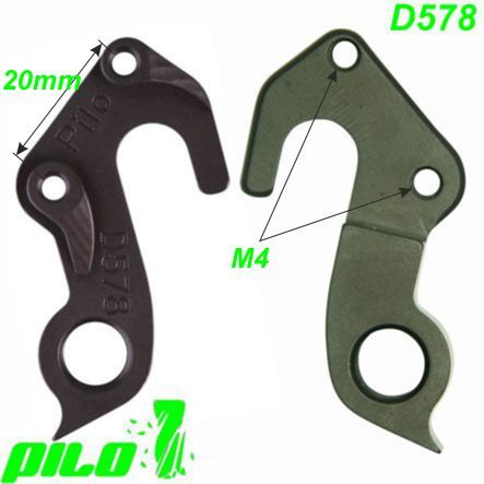 Ausfallende Schaltauge GH-266 CNC Pilo D578 schwarz Typ Focus Lochabstand 20 mm