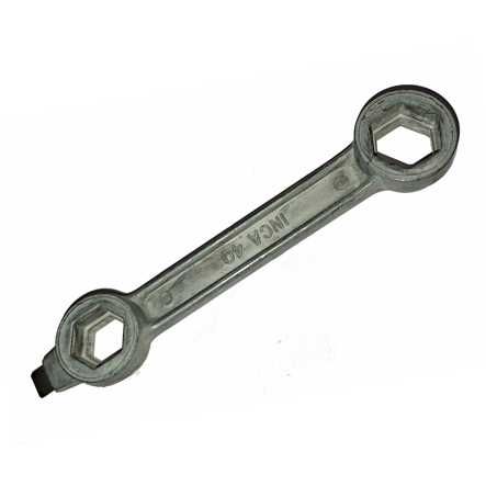 Vierlochschlüssel 9 11 13 15 aus Druckguss mit Schraubenzieher