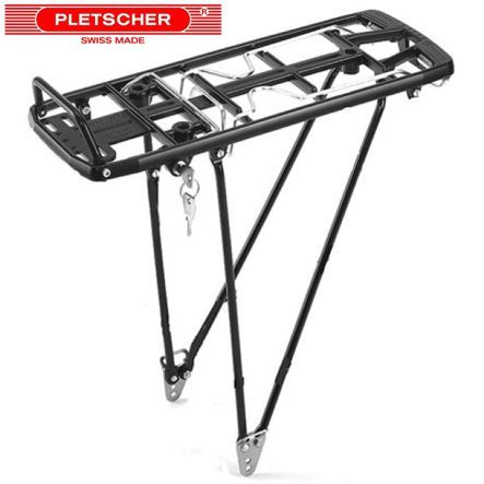 Pletscher Gepäckträger Master schwarz mit Schloss verstellbar a/Oesen