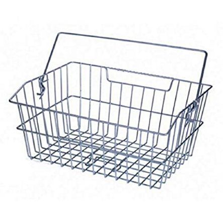Korb mit Tragbügel grobmaschig alu silber grobmaschig 40x29x18 retro