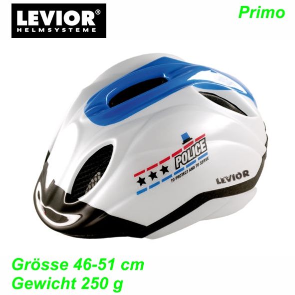 Helm LEVIOR Primo POLICE silber blau Gr. S 46-51cm Restbestand 250 gr.