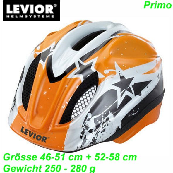 Helm LEVIOR Primo orange stars Grösse M 52-58cm 250 gr.