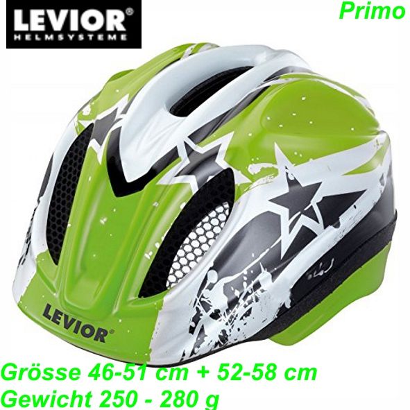 Helm LEVIOR Primo green stars Grösse M 52-58cm 250 gr.