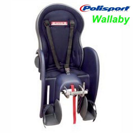 Kindersitz WALLABY blau grau inkl Adapter auf Pletscher 3 Pkt Gepäckträger