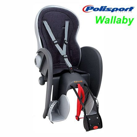 Kindersitz WALLABY Evolution Deluxe grau Rahmenmontage Rücken verstellbar