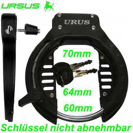 Rahmenbügelschloss Urus Schlüssel nicht abnehmbar bei geöffnetem Schloss Top Befest.