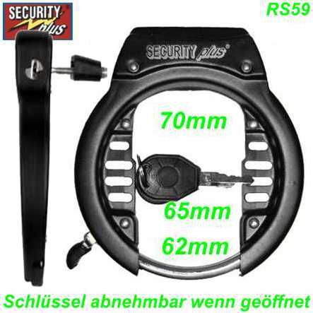 Security Plus Rahmenbügelschloss M-Wave XXL 70/65/62 zwei Schlüssel m. Licht