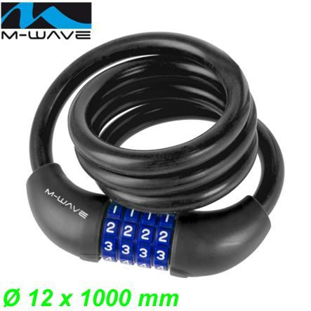 Zahlenseilschloss D.12.10 Ø 12 x 1000 mm schwarz M-Wave