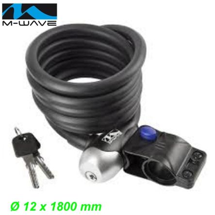 M-Wave Spiral Kabelschloss Ø 12 x 1800 mm Hexagonal m/Halter