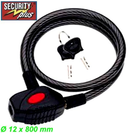 Security Plus Kabelschloss K65 Ø12x800 mm schwarz-transp.