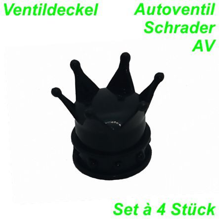 Ventildeckel Krone schwarz Set  à 4 Stk.