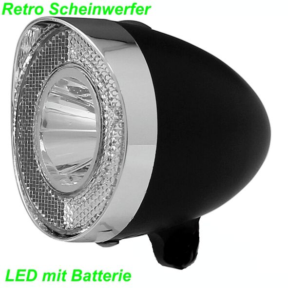 LED Scheinwerfer 1-weisse Reflektor Ein/Aus inkl. Batterie Retro