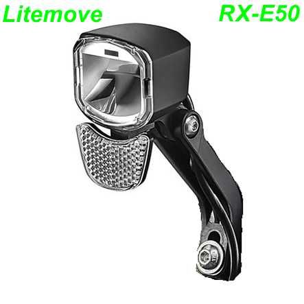 Scheinwerfer Litemove RX-E50 LED E-Bikes 5-16V DC Gabelhalter  Refelktor 1400mm Kabel