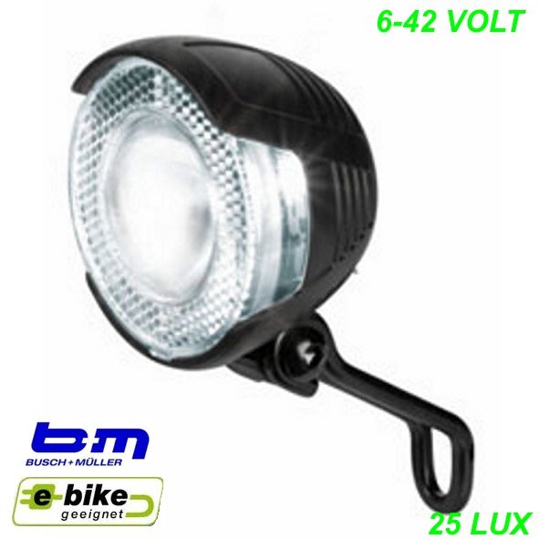 E-Bike LED Scheinwerfer Lumotec IQ LYT 6-42V DC 25 Lux  Reflektor