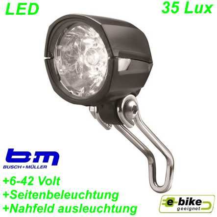 E-Bike LED Scheinwerfer DOPP E 42/6V DC 35 Lux Lumotec Seitenbeleuchtung Nahfeld ausl.