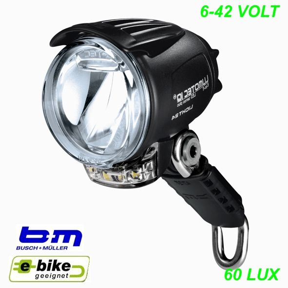 E-Bike LED Scheinwerfer Lumotec IQ Cyo E 6-42V DC 80 Lux Tagfahrlicht Senso
