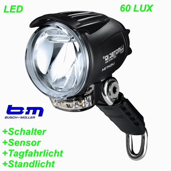 Scheinwerfer LED Lumotec IQ Cyo E 6V DC 60 Lux Schalter Senso plus Tagfahrlicht