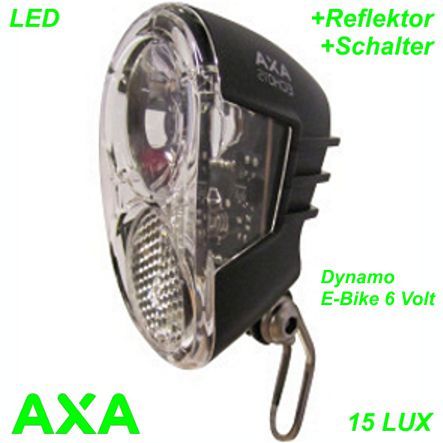 AXA Scheinwerfer Echo 15 LED mit Refelktor und Schalter schwarz 6V/15Lux