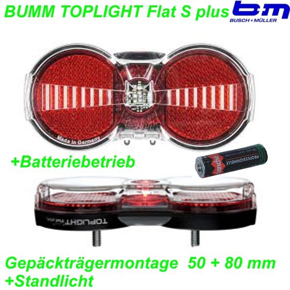 BM Rücklicht Toplight  Flat S Permanent 50/80mm Batterie/Standlicht